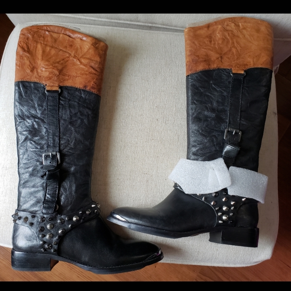 Sam Edelman Park Spiked Leather Knee High Boots